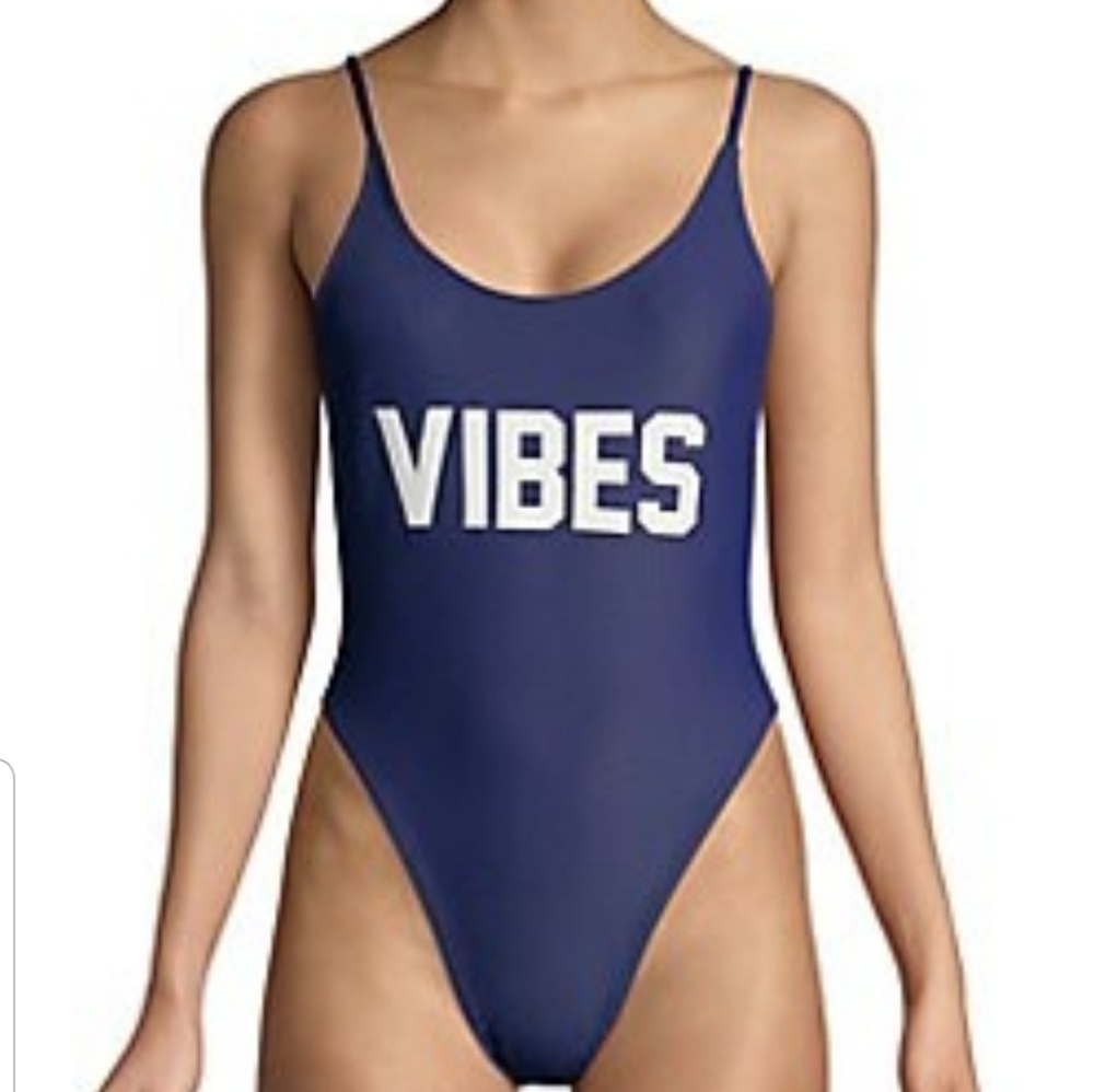 Private party vibes navy and white swimsuit medium